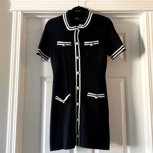 Maje Black and White Mini Dress